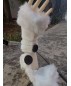 Бели ръкавици с пухчета Без пръсти