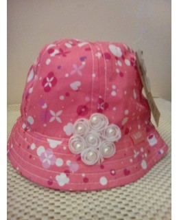 Розова детска шапка Перлички 48 см